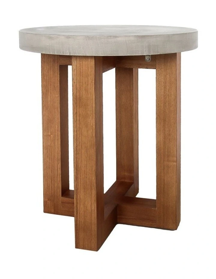 Round Top Mdf Lamp Table in Brown image 3