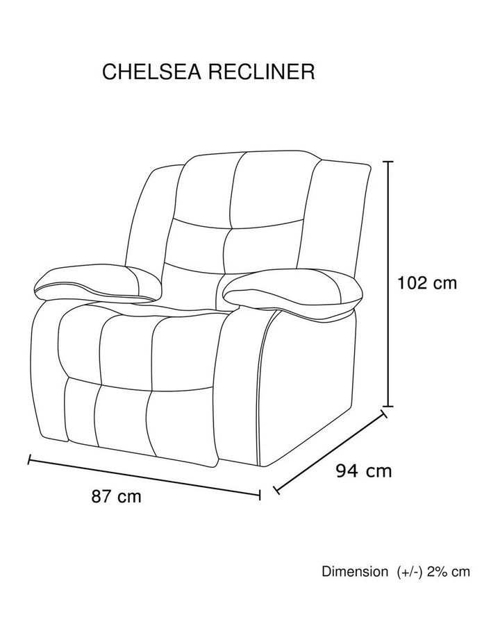 1 Seater Led Pu Leather Recliner in Black image 7