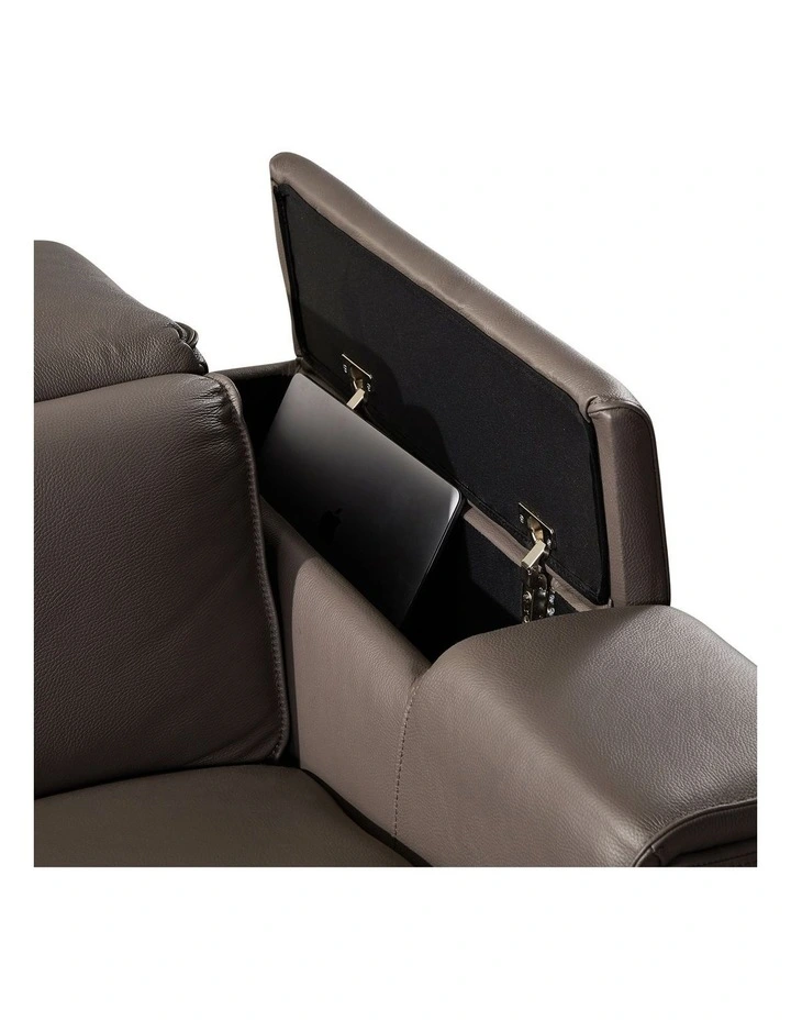 Leather Electric Recliner Corner Genuine Sofa in Grey image 3