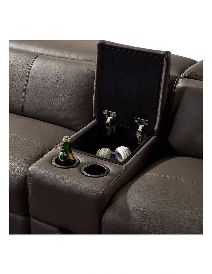 Leather Electric Recliner Corner Genuine Sofa in Grey image 4