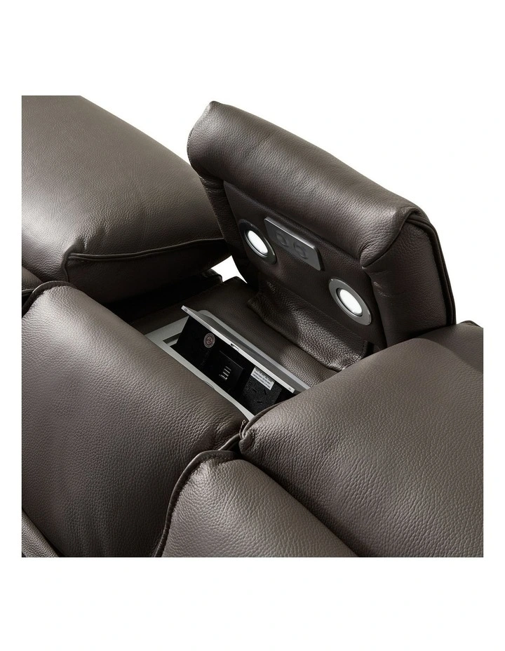Leather Electric Recliner Corner Genuine Sofa in Grey image 5