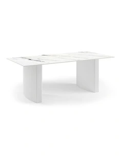 Sintered Stone Top Mdf Dining Table in White