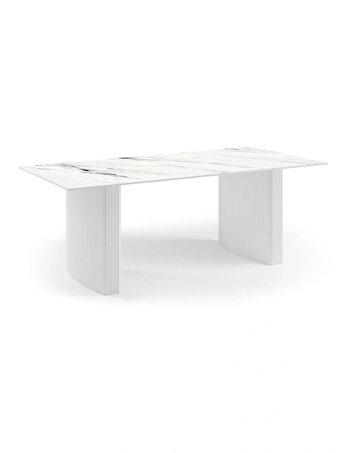 Sintered Stone Top Mdf Dining Table in White image 1