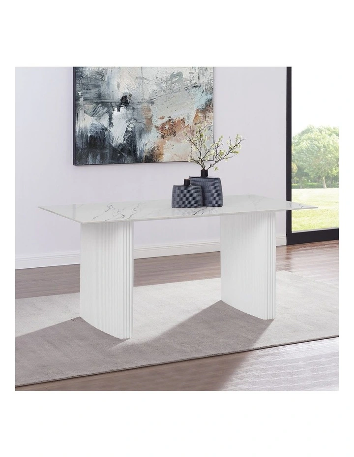 Sintered Stone Top Mdf Dining Table in White image 2