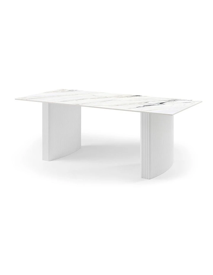 Sintered Stone Top Mdf Dining Table in White image 3
