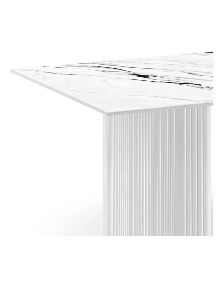 Sintered Stone Top Mdf Dining Table in White image 4