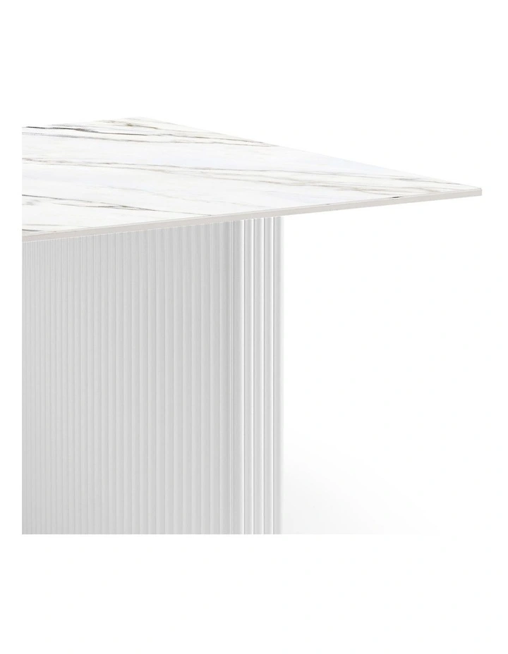 Sintered Stone Top Mdf Dining Table in White image 5
