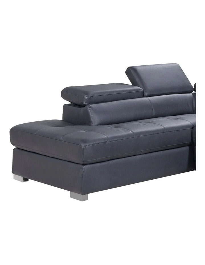 Genuine Leather Chaise Sofa Electric Recliner in Black image 3