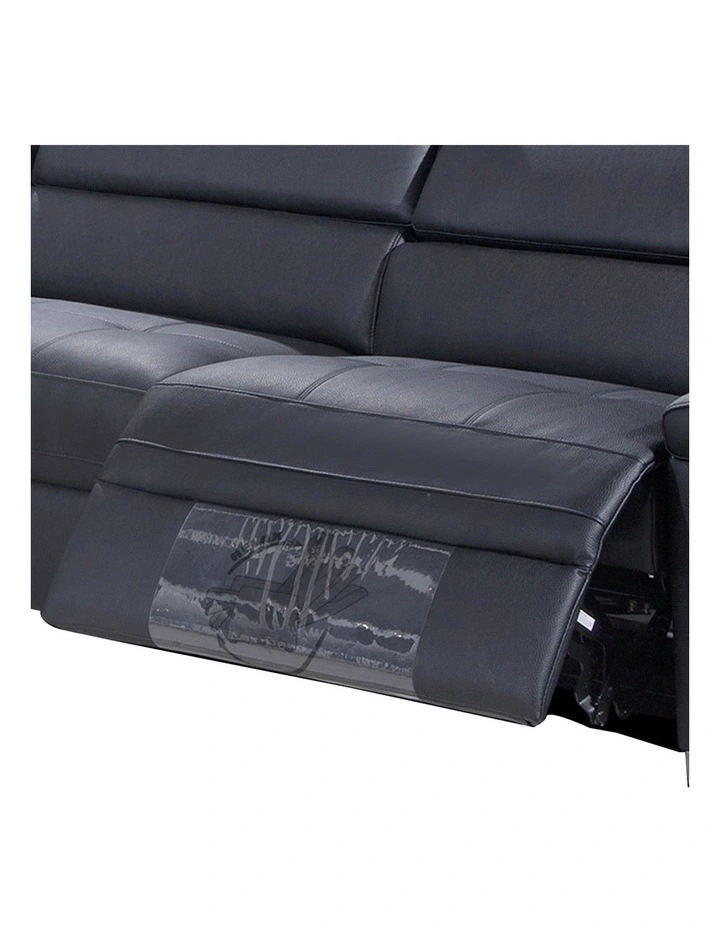 Genuine Leather Chaise Sofa Electric Recliner in Black image 5