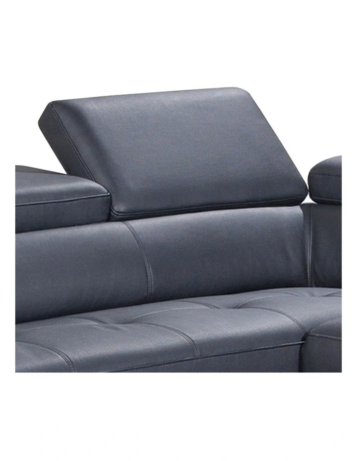 Genuine Leather Chaise Sofa Electric Recliner in Black image 6