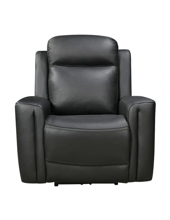 1R Genuine Leather Power Recliner in Black image 1