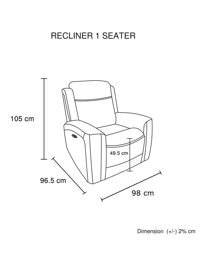 1R Genuine Leather Power Recliner in Black image 7
