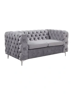 2R Tufted Velvet Fabric Sofa in Grey