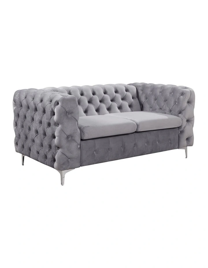 2R Tufted Velvet Fabric Sofa in Grey image 1