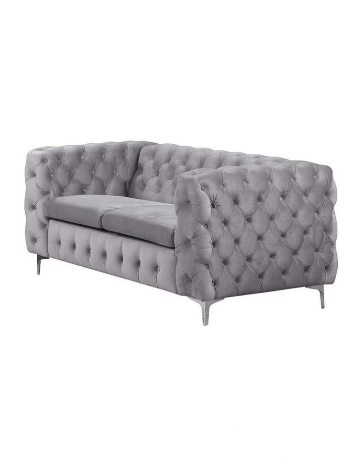 2R Tufted Velvet Fabric Sofa in Grey image 3
