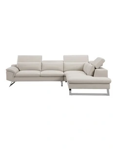 Corner Sofa With Adjustable Headrest Chaise inn White Colour