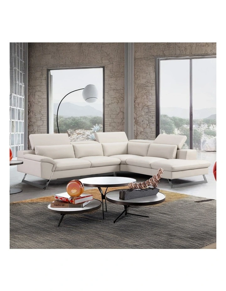 Corner Sofa With Adjustable Headrest Chaise inn White Colour image 2