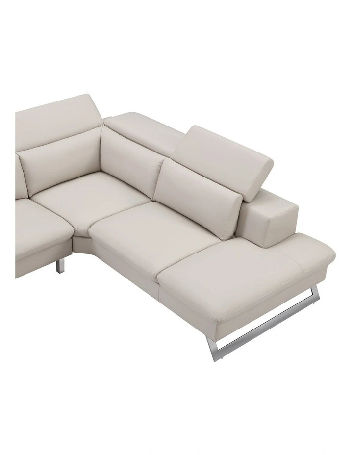 Corner Sofa With Adjustable Headrest Chaise inn White Colour image 3