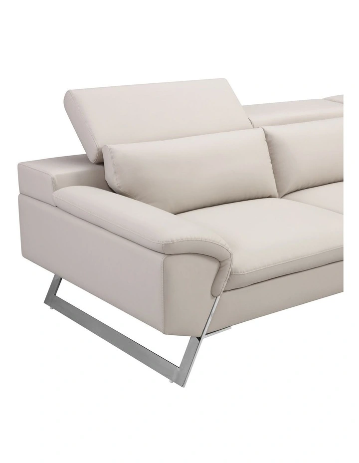 Corner Sofa With Adjustable Headrest Chaise inn White Colour image 4