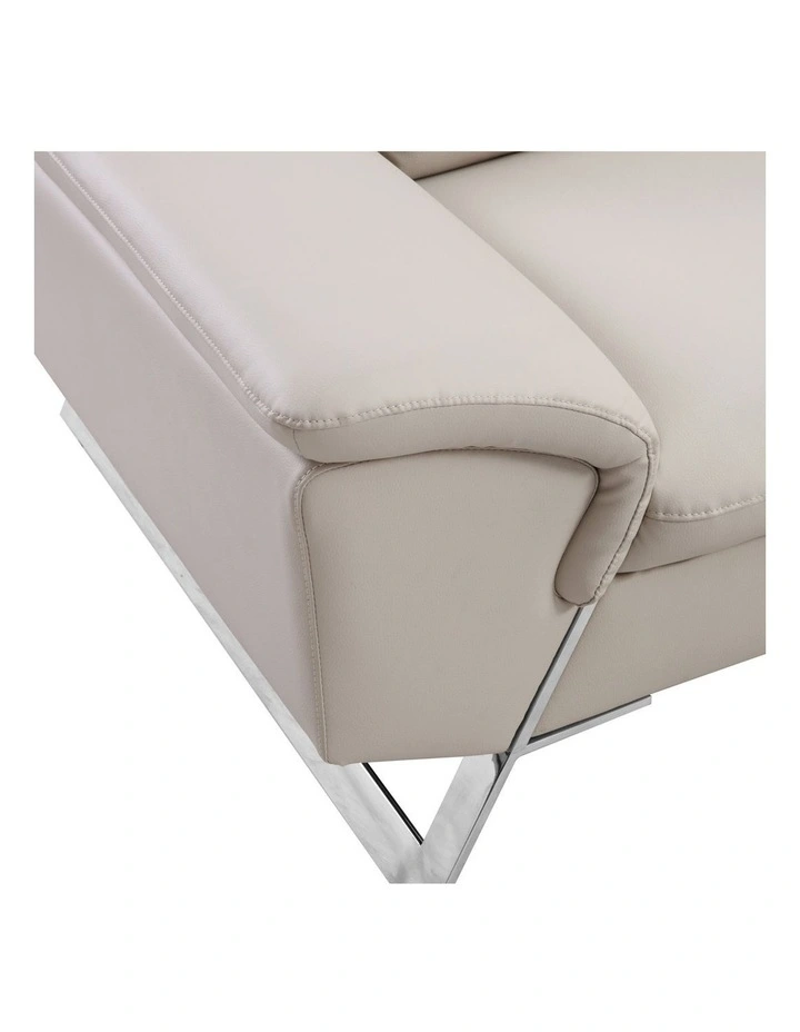 Corner Sofa With Adjustable Headrest Chaise inn White Colour image 5