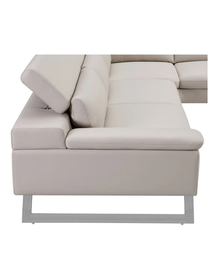 Corner Sofa With Adjustable Headrest Chaise inn White Colour image 6