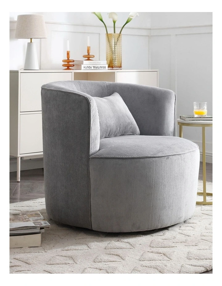 Fabric Rotating Metal Chassis Arm Chair in Grey image 1