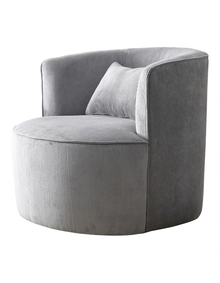 Fabric Rotating Metal Chassis Arm Chair in Grey image 2