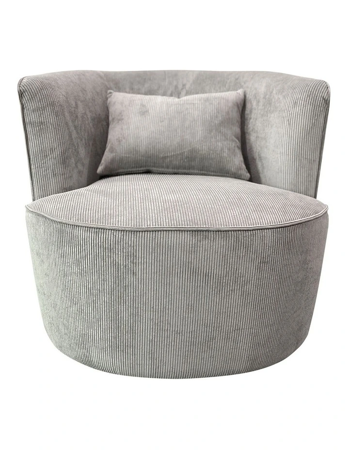 Fabric Rotating Metal Chassis Arm Chair in Grey image 3
