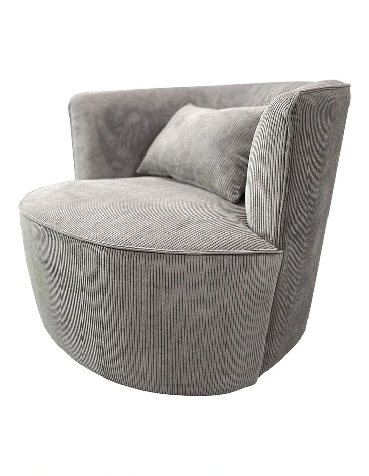 Fabric Rotating Metal Chassis Arm Chair in Grey image 4