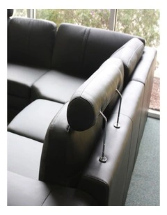 PU Leather Corner Sofa 6 Seater in Black