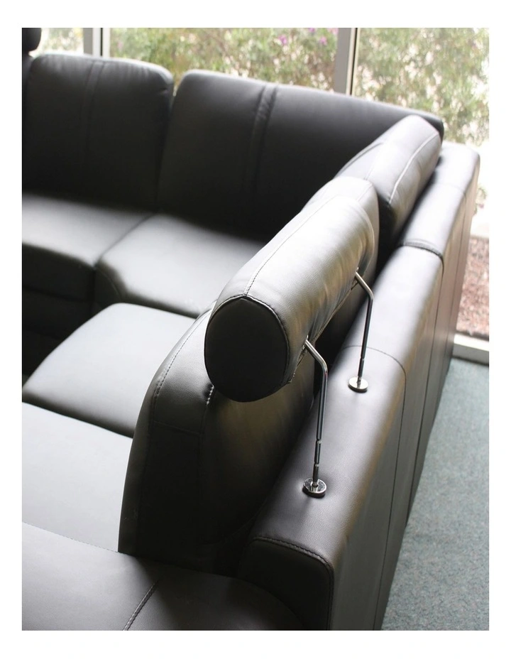 PU Leather Corner Sofa 6 Seater in Black image 1