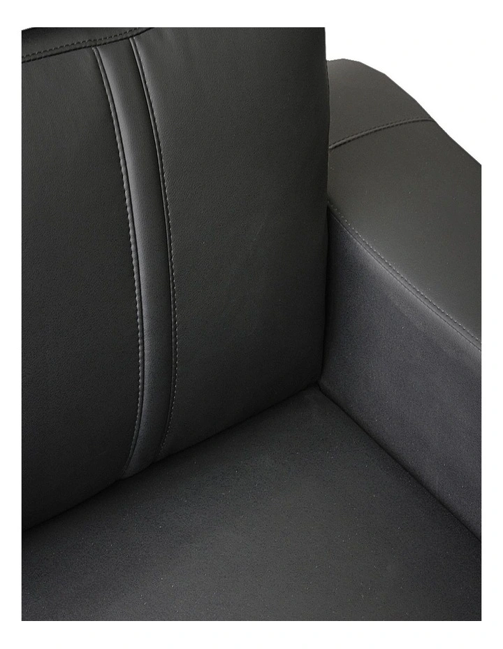 PU Leather Corner Sofa 6 Seater in Black image 3