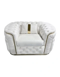 Velvet Fabric Sofa 1 Seater in Beige