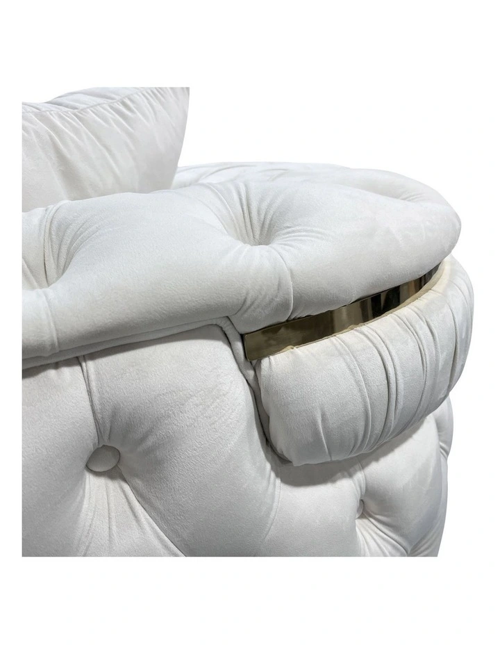Velvet Fabric Sofa 1 Seater in Beige image 4