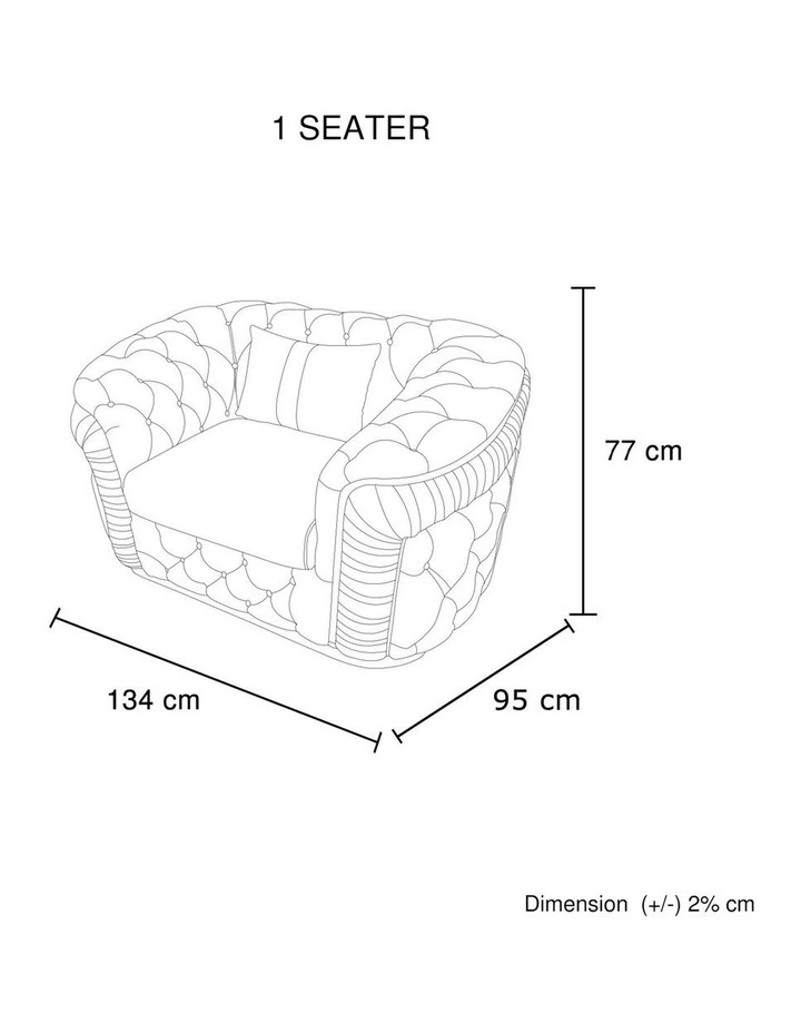 Velvet Fabric Sofa 1 Seater in Beige image 7