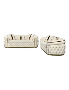 Velvet Fabric Sofa Set 3+2+1 Seater in Beige