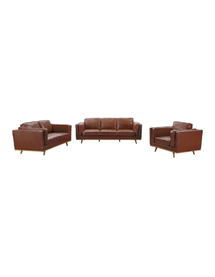 Leather Sofa 3+2+1 Seater in Brown image 1