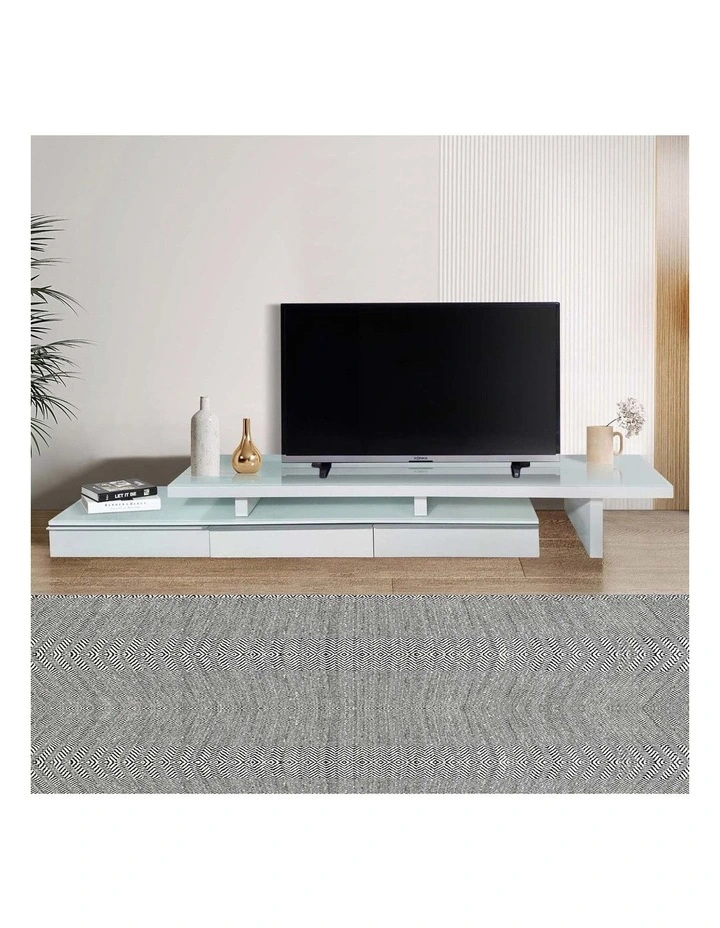 MDF Glossy Extendable TV Cabinet in White image 3