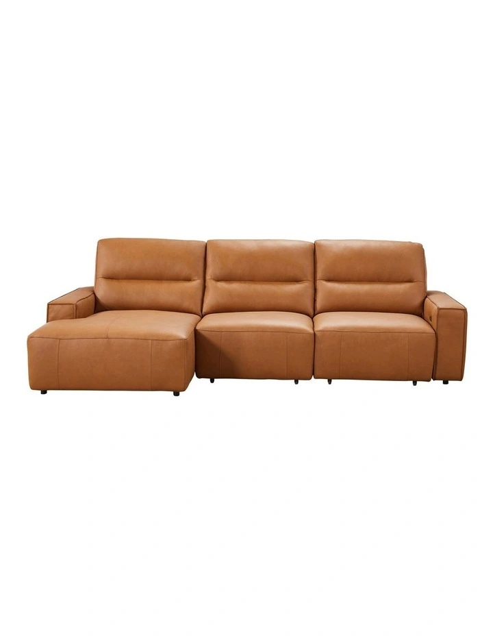 Genuine Leather Sectional Chaise Sofa 3 Seater in Brown image 1