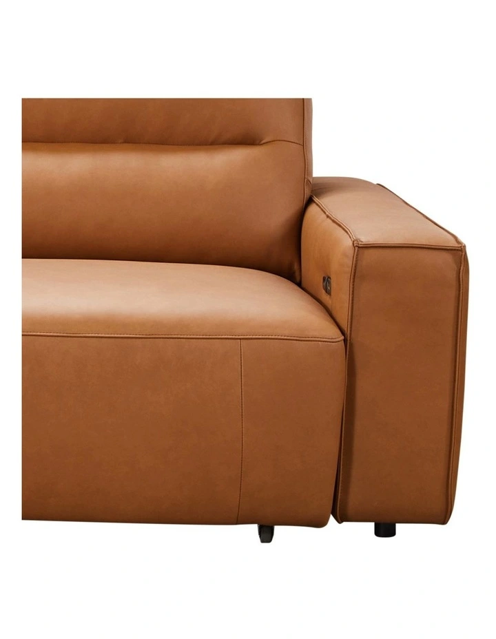 Genuine Leather Sectional Chaise Sofa 3 Seater in Brown image 3