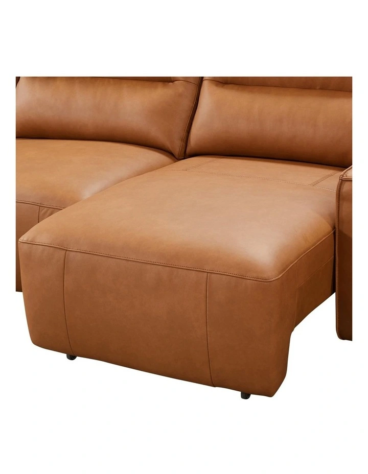 Genuine Leather Sectional Chaise Sofa 3 Seater in Brown image 4