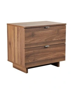 Slim Metal Handles Bedside Table in Beige