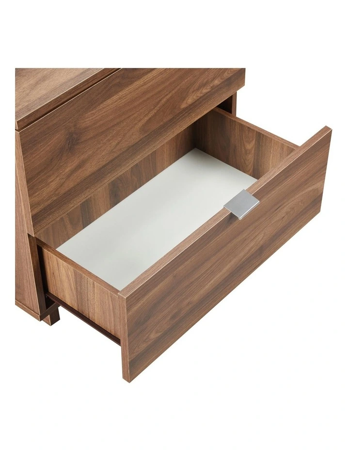 Slim Metal Handles Bedside Table in Beige image 6