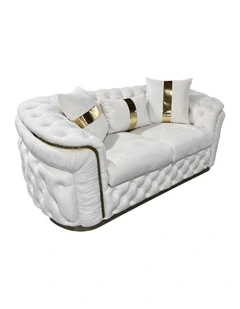 Velvet Fabric Sofa 2 Seater in Beige