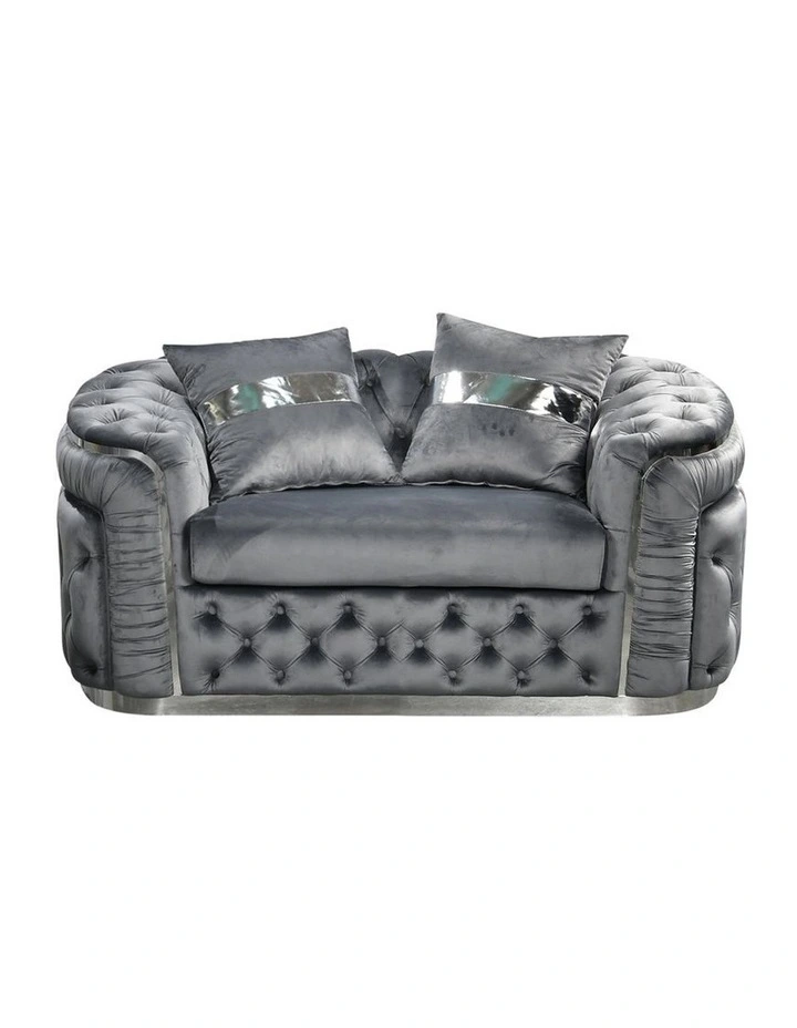 Velvet Fabric Sofa 1 Seater in Grey image 1