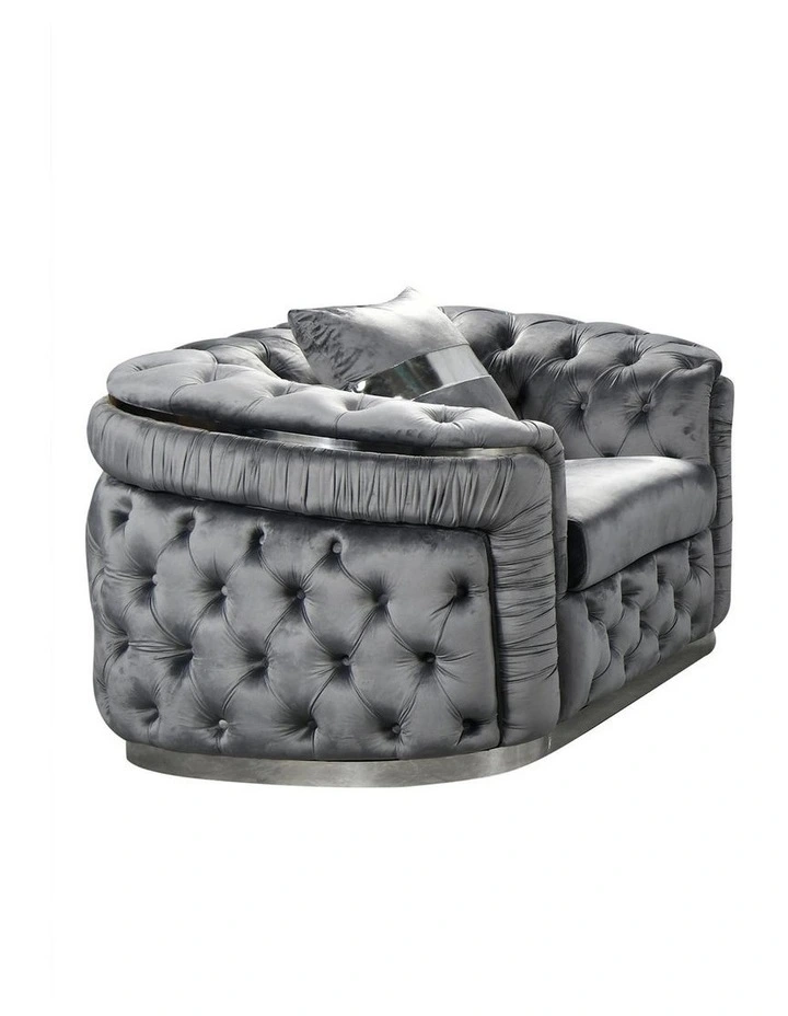 Velvet Fabric Sofa 1 Seater in Grey image 4