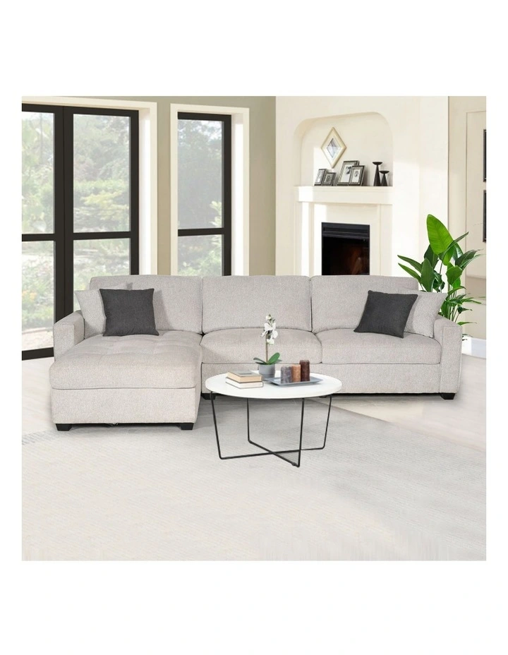 Chaise Polyester Fabric Corner Sofa in Grey image 2