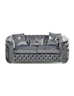 Velvet Fabric 2 Seater Sofa in Grey