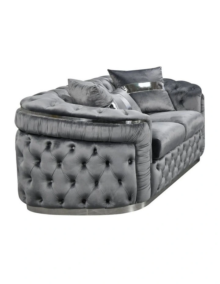 Velvet Fabric 2 Seater Sofa in Grey image 3