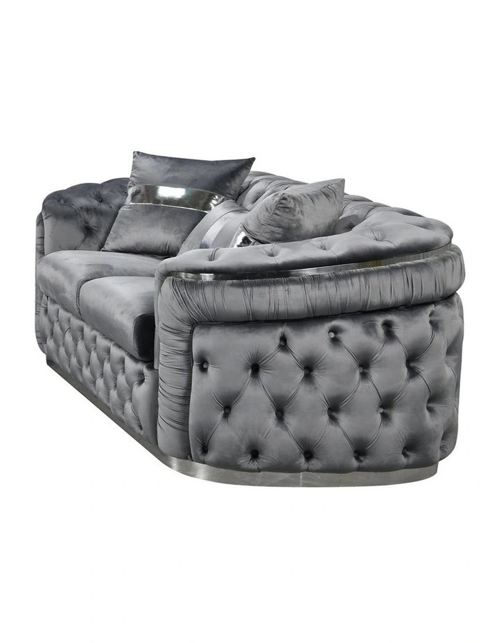 Velvet Fabric 2 Seater Sofa in Grey image 4